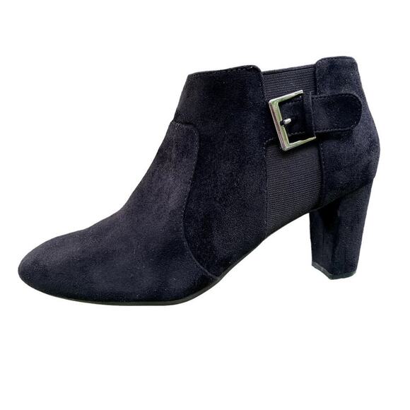 Aerosoles Black Suede Heeled Ankle Boots Booties Size 9.5 - Picture 1 of 6